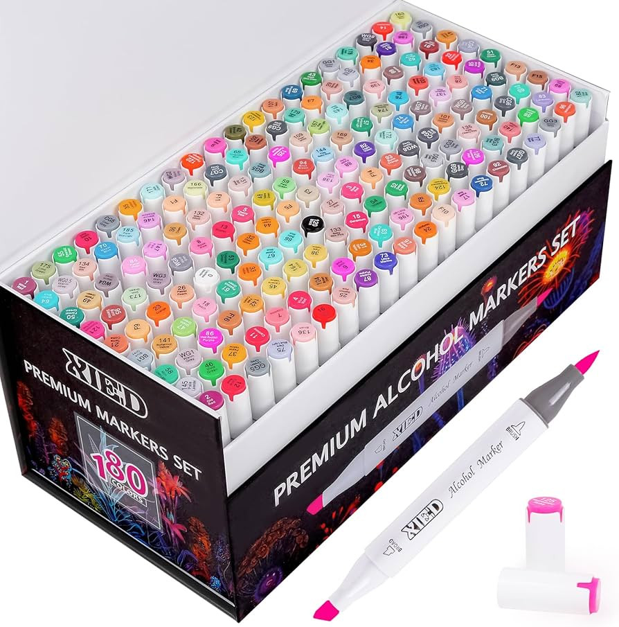 180 Colors Alcohol Markers, Dual Tip Markers Set, Chisel & Brush Tip Alcohol-based Art Marker for... | Amazon (US)