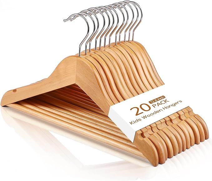 CozyMood Childrens Wooden Hangers Kids Hangers, 20 Pack Baby Hangers Nursery Wood Hangers, 360° ... | Amazon (US)