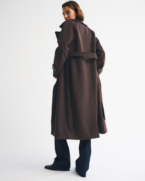 A&F Carrie Wool-Blend Trench Coat | Abercrombie & Fitch (US)