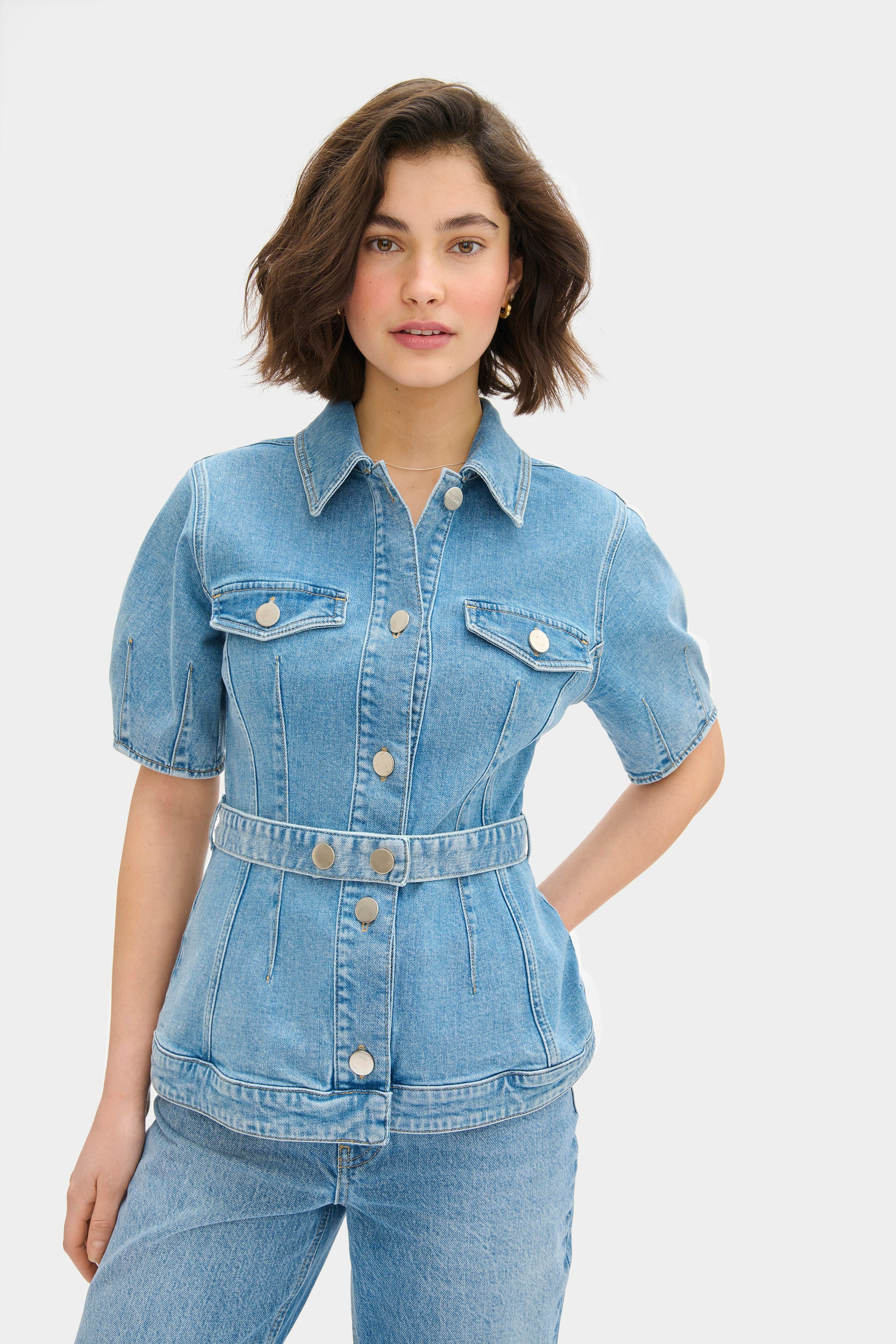 ALIGNE Belted Denim top - Blue | Jette | ALIGNE UK & EU
