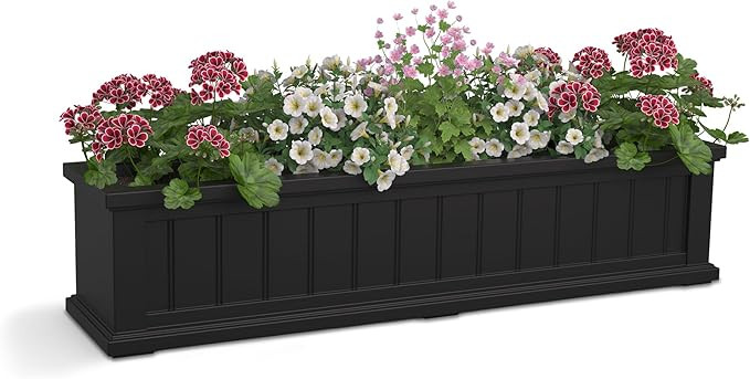 Mayne Cape Cod 4ft Window Box - Black - 48in L x 11in W x 10.8in H - Polyethylene - Built-in Wate... | Amazon (US)