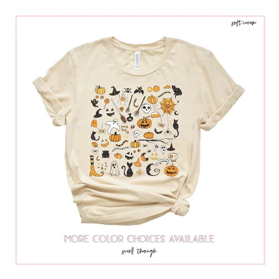 Halloween Little Things Doodles Shirt,Cute Halloween Shirt,Halloween Graphic Tee Shirt,Pumpkin Wi... | Etsy (US)