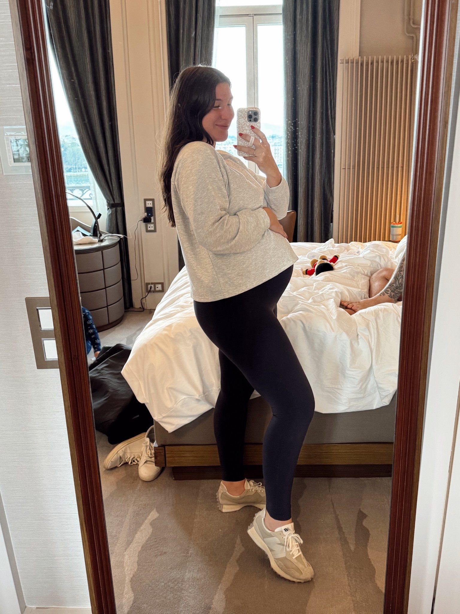 Comfy athletic look for the bump! Code ANGELICA15 for 15% off my heather grey sweatshirt! (That comes with the matching sweatpants🩶)

#LTKBump #LTKTravel #LTKActive