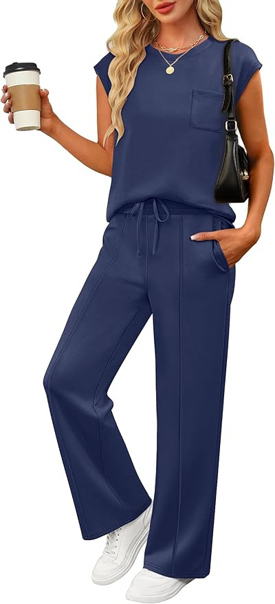 ANRABESS Two Piece Sets for Women 2026 Summer Travel Vacation Outfits Sleeveless Lounge Set Match... | Amazon (US)