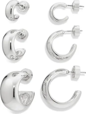 Set of 3 Polished Dome Hoop Earrings | Nordstrom