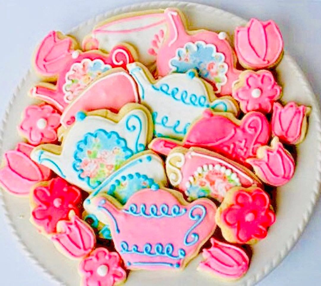 Tea Party Sugar Cookies Bridal Shower Cookie Favors Tea - Etsy | Etsy (US)