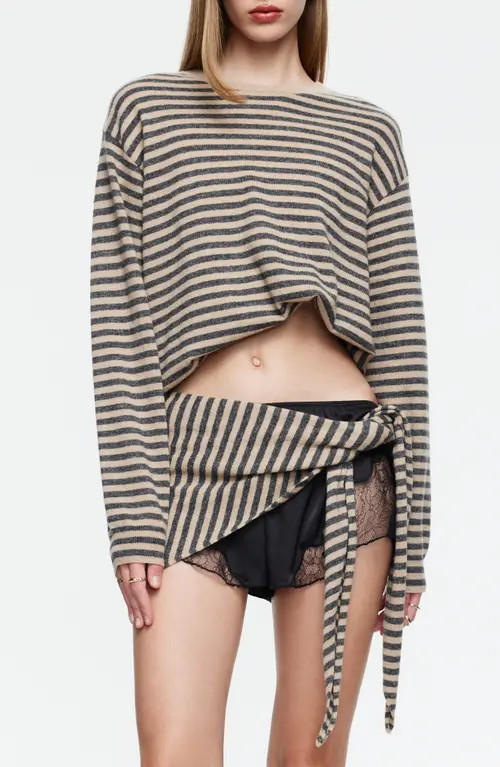 LIONESS Olsen Stripe Wool Blend Sweater in Slate Stripe at Nordstrom, Size Small | Nordstrom