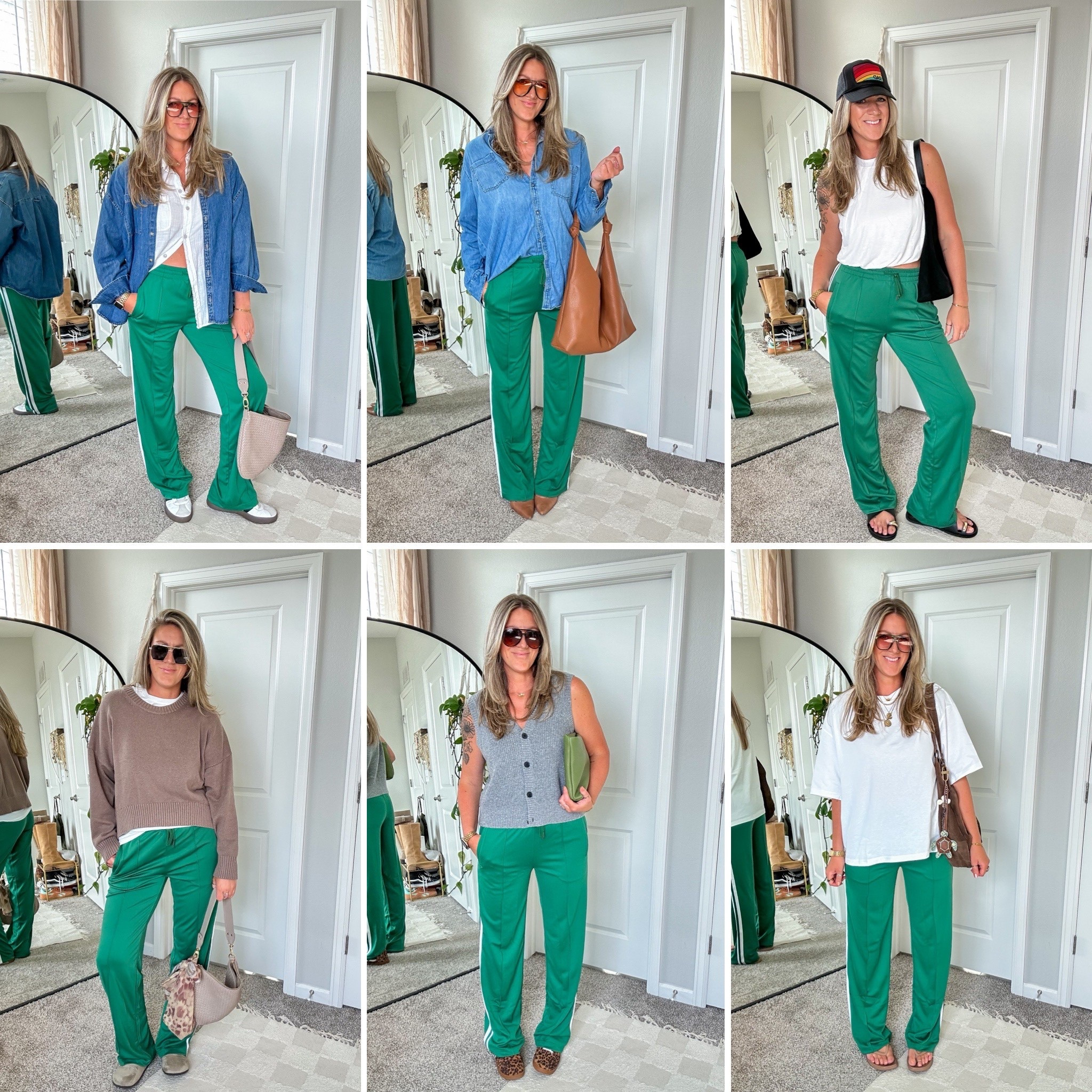 Tall girl green track pants have been restocked! Wearing a large tall (says it 34” but they are definitely longer than that!) 

#LTKMidsize #LTKTall #LTKOver40