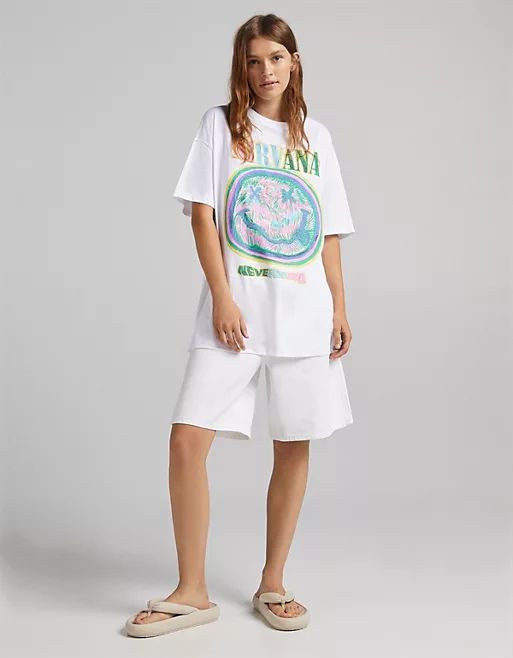 Bershka - Oversized Nirvana T-shirt in wit | ASOS | ASOS (Global)