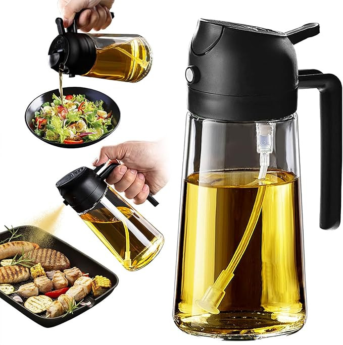 TrendPlain 16oz/470ml Glass Olive Oil Sprayer for Cooking – 2 in 1 Olive Oil Dispenser Bottle f... | Amazon (US)