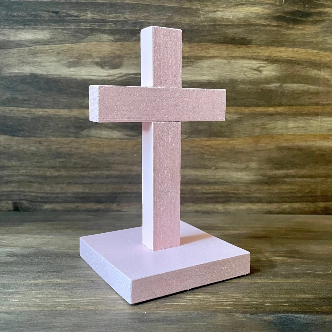 Small Standing 5 Plain Wall Cross Wood Pink Decor Christ Catholic Mercy Cruz Made in USA Faith Ch... | Etsy (US)