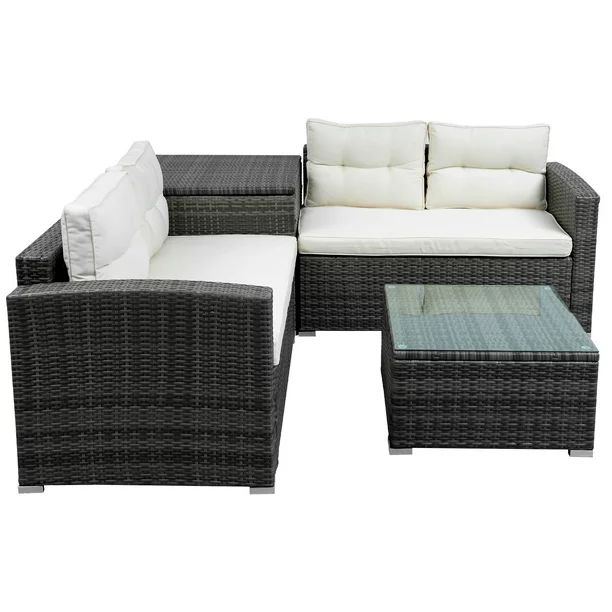 Bistro Patio Sets on for Backyard, SEGMART 4 Pieces Outdoor Wicker Patio Furniture Set with Beige... | Walmart (US)