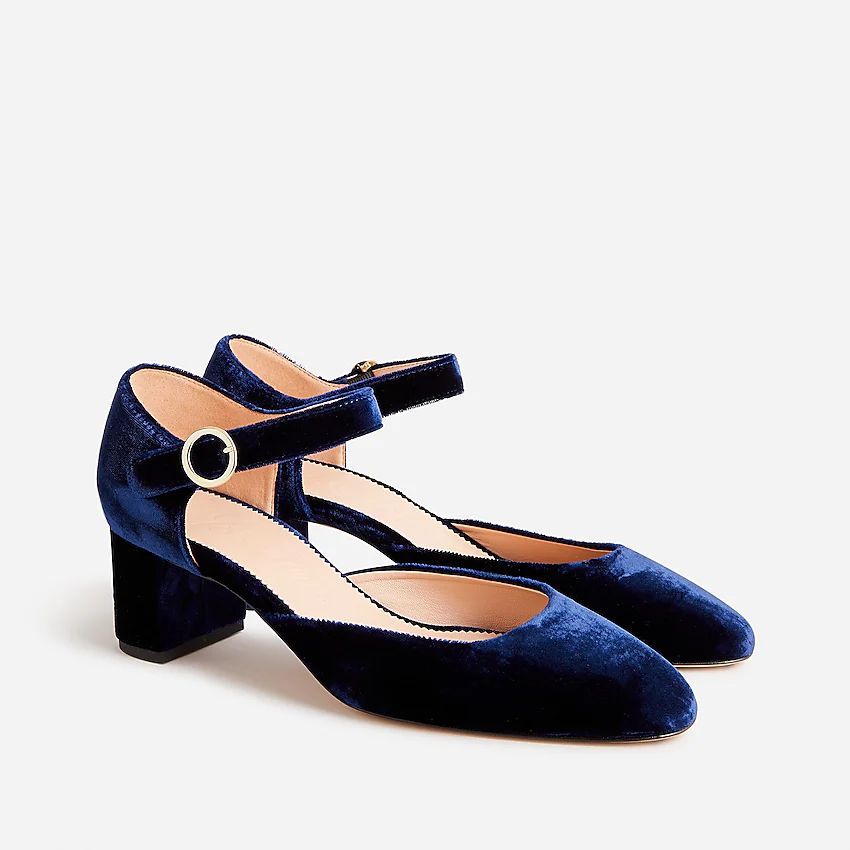 Millie ankle-strap heels in velvet | J.Crew US