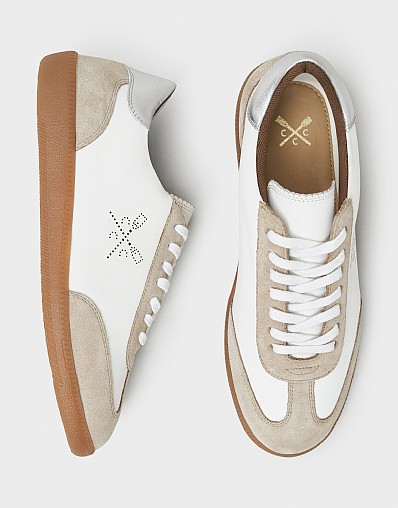 Slim Leather Trainer in White | Crew Clothing (UK)