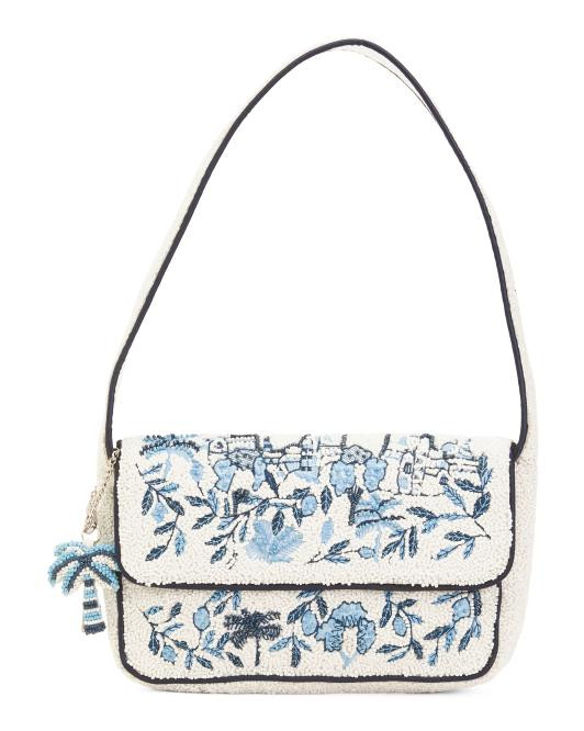 Toile Beaded And Embroidered Shoulder Bag | TJ Maxx