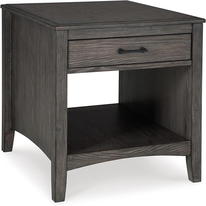 Signature Design by Ashley Montillan Casual End Table with 1 Drawer and 1 Open Shelf, Dark Brown | Amazon (US)