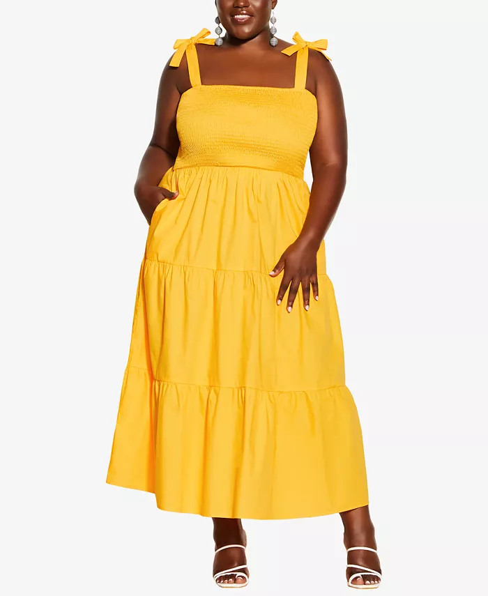 Trendy Plus Size Shirred Love Maxi Dress | Macys (US)