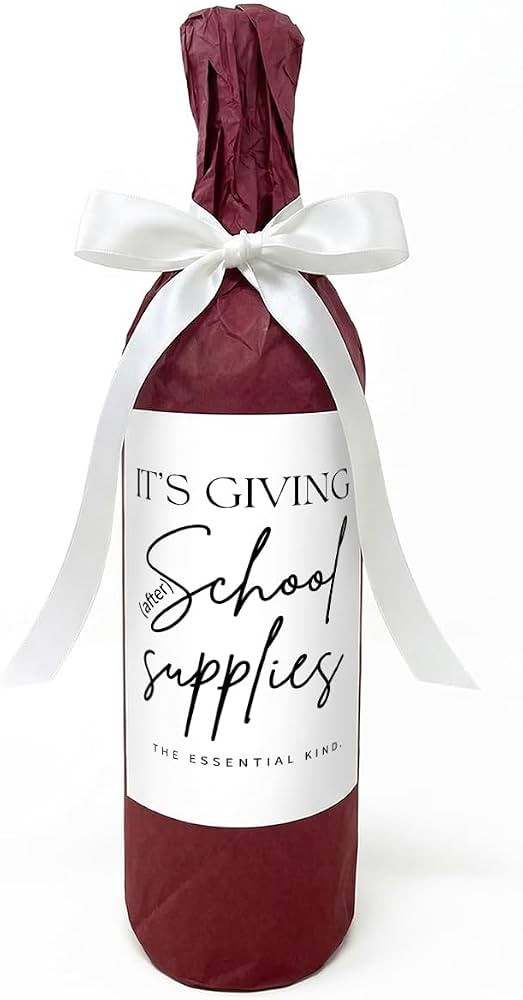 Wine Bottle Labels for Teachers, Teacher Appreciation Gift, Wine Labels with Wrapping Paper & Rib... | Amazon (US)