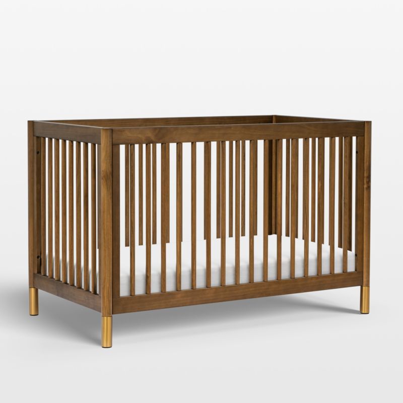 Babyletto Gelato Natural Walnut Wood 4-in-1 Convertible Baby Crib with Toddler Conversion Kit + R... | Crate & Barrel