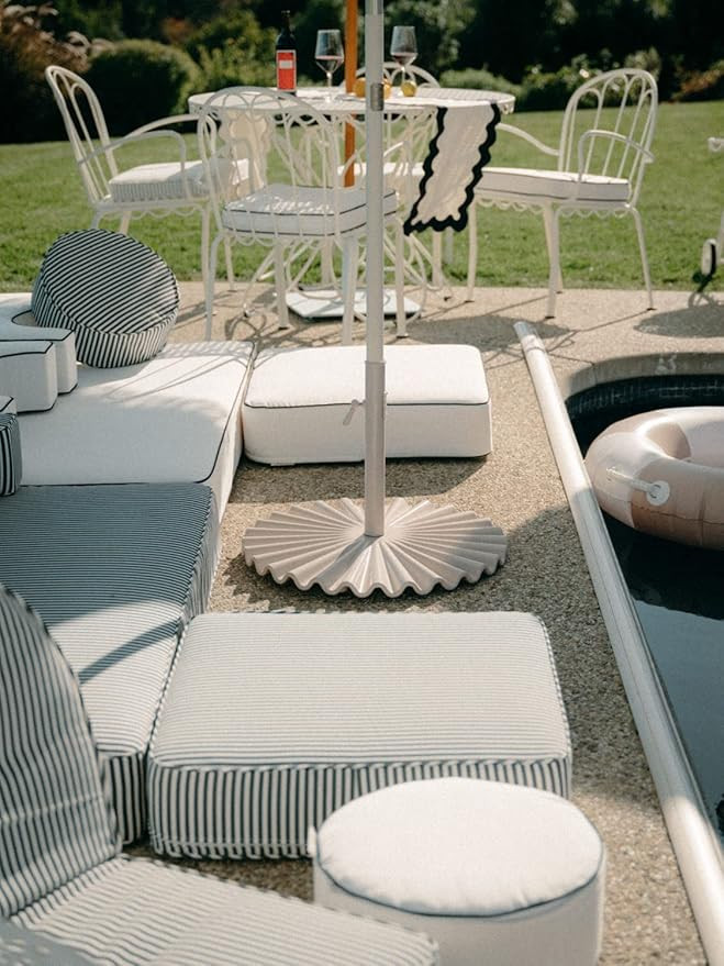 Business & Pleasure Co. The Clamshell Base - Outdoor Patio Umbrella Base - Antique White, 55lbs | Amazon (US)