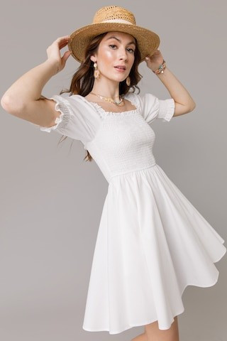 Women's Priscilla Smocked Nap Mini Dress in White by Francesca's - Size: M | Francesca's