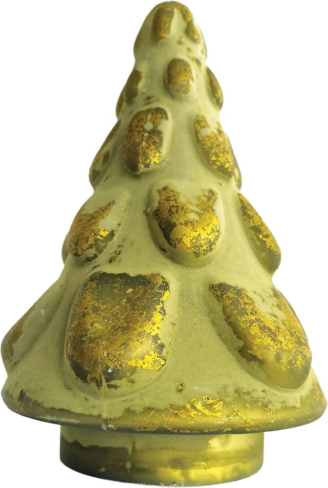 Creative Co-Op Matte Embossed Glass Tree, Green and Gold | Amazon (US)