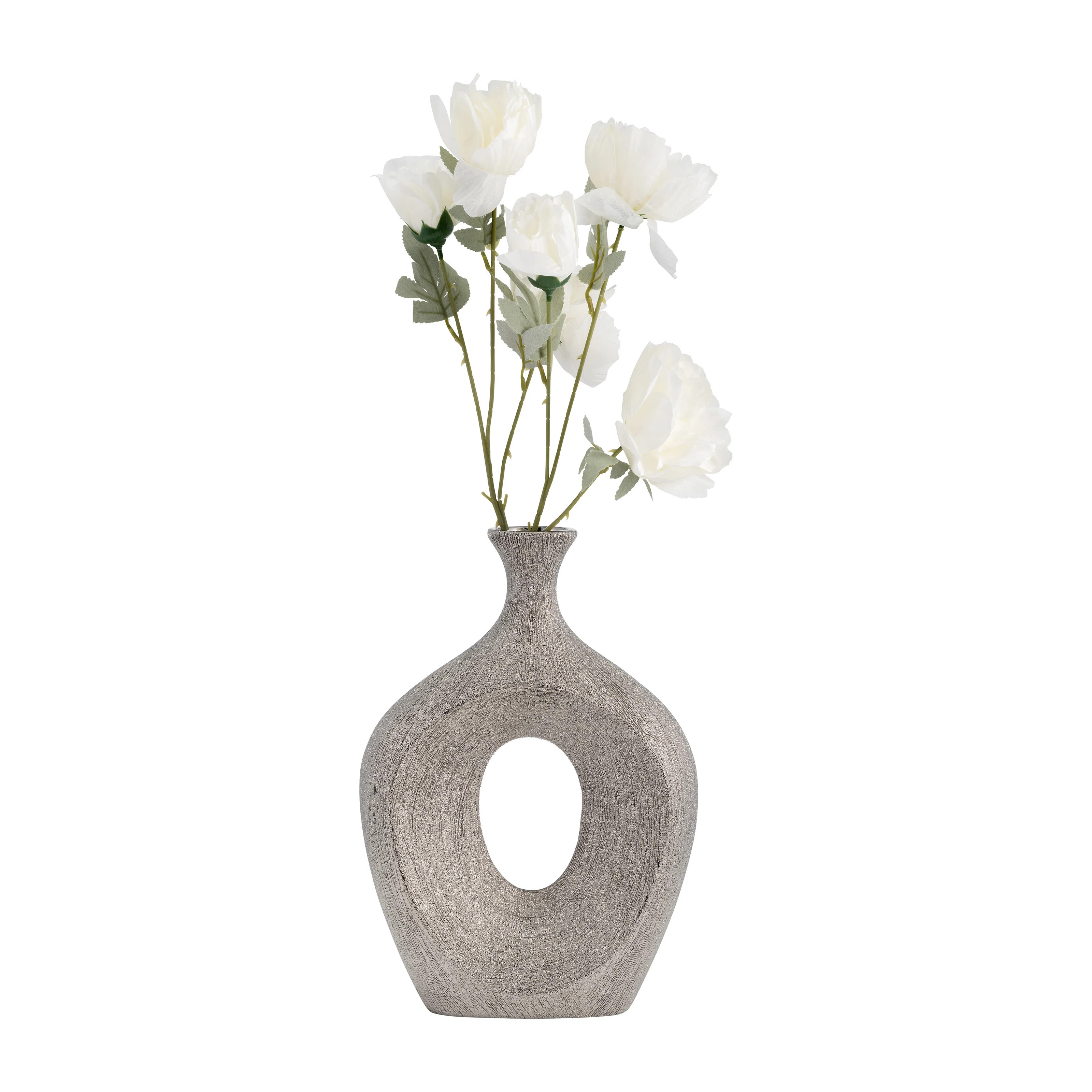 13" Ceramic Oval Vase - Contemporary Glam Abstract Cut-Out Vase - Creative Home or Office Decorat... | Wayfair North America
