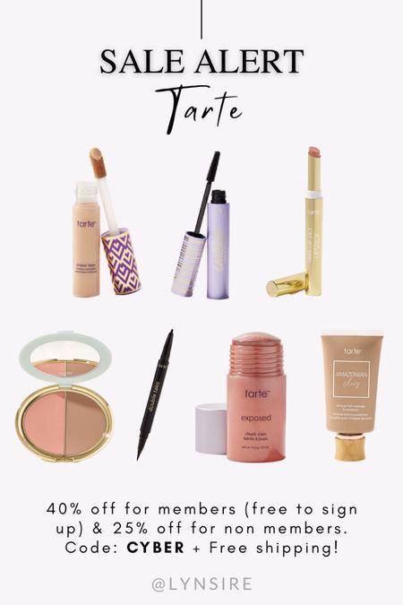 Tarte sale! 40% off for members (free to sign up) + free shipping! Code: CYBER Shades: Shape tape - medium Lipstick - buffed pink Bronzer. Vegan friendly 🌱

#LTKsalealert #LTKbeauty