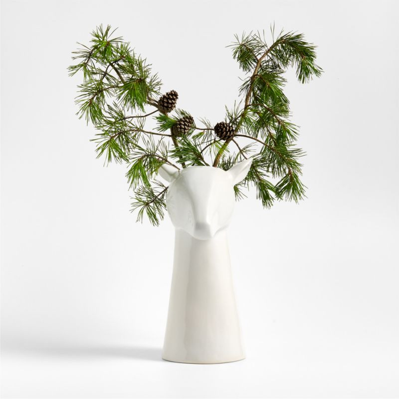White Ceramic Deer Head Vase 15" | Crate & Barrel | Crate & Barrel