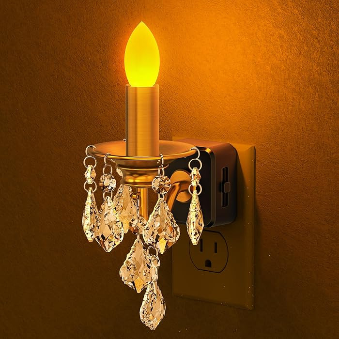 Briignite Candle Night Lights Plug into Wall, LED Amber Night Light with Dusk to Dawn Sensor, 0-1... | Amazon (US)