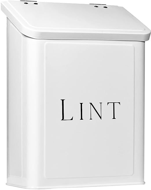 Magnetic Lint Bin for Laundry Room, Wall Mounted Lint Box Holder Trash Can with Lid for Dryer, Li... | Amazon (US)