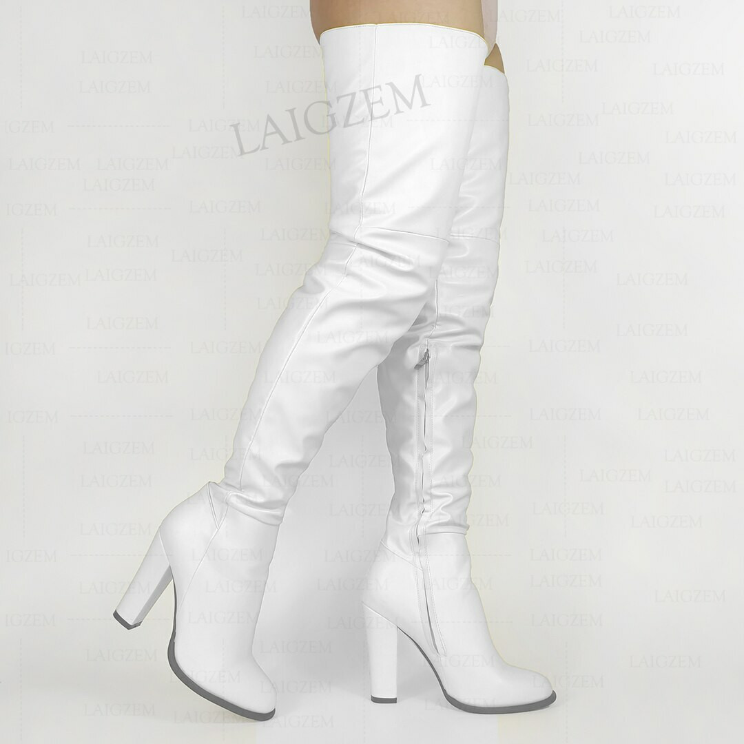 Women Thigh High Boots Round Toe Block Thick Heels Boots Over Knee Shoes Woman  | eBay | eBay US