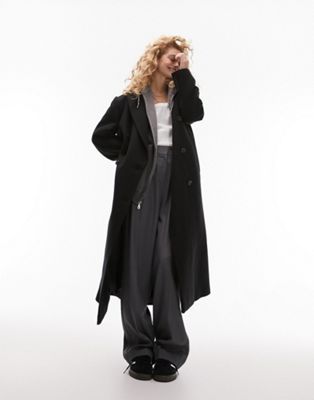 Topshop statement shoulder wool coat in black | ASOS (Global)