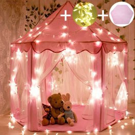Orian Kids Tent Princess Castle Playhouse for Girls Indoor Outdoor Pink with LED Lights 55 x 53 i... | Walmart (US)