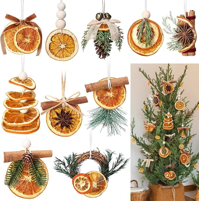 Amyhill 10 Pcs Christmas Dried Orange Slice Ornaments Handmade Rustic Christmas Tree Decorations ... | Amazon (US)