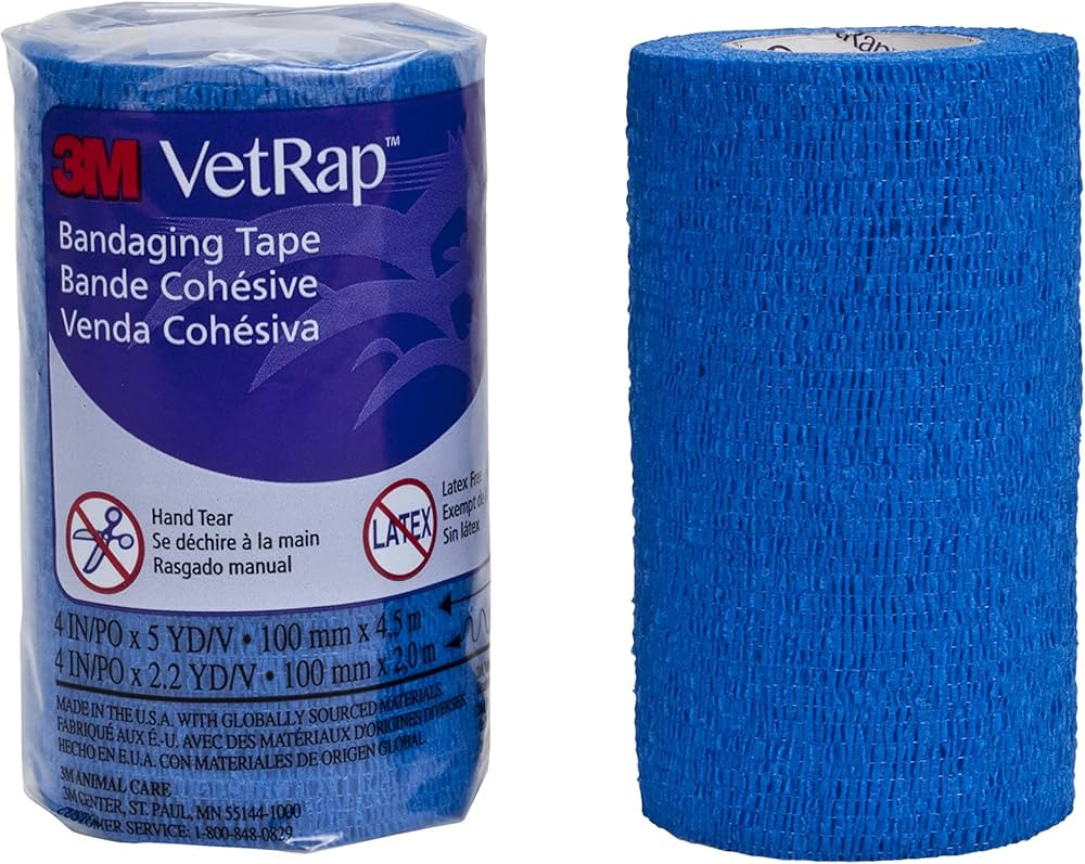 3M Vetrap Bandaging Tape, 5 yds Length x 4" Width, Blue | Amazon (US)
