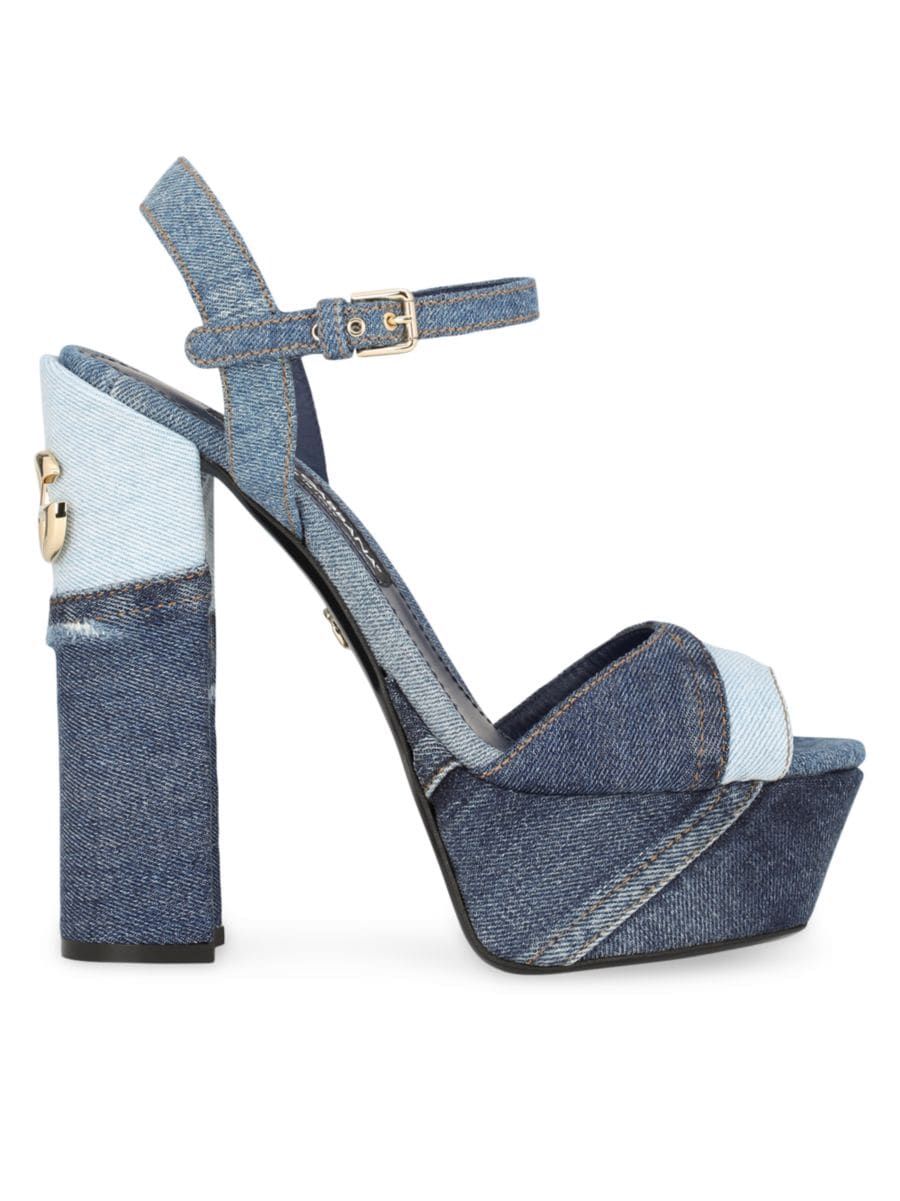 Keira Denim Patchwork Platform Sandals | Saks Fifth Avenue
