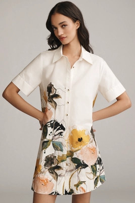 The Pollie Short-Sleeve Swing Tunic Mini Dress: Leigh Viner Edition | Anthropologie (US)