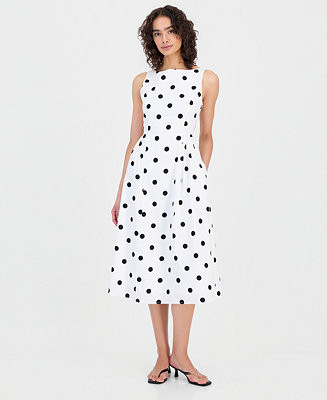 Women's Polka Dot Sleeveless Midi Dress | Macy's
