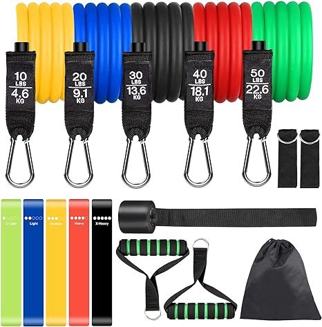 Colorsmoon Resistance Bands Set 16PCS Exercise Band for Working Out Up to 150 lbs, for Indoor and... | Amazon (US)