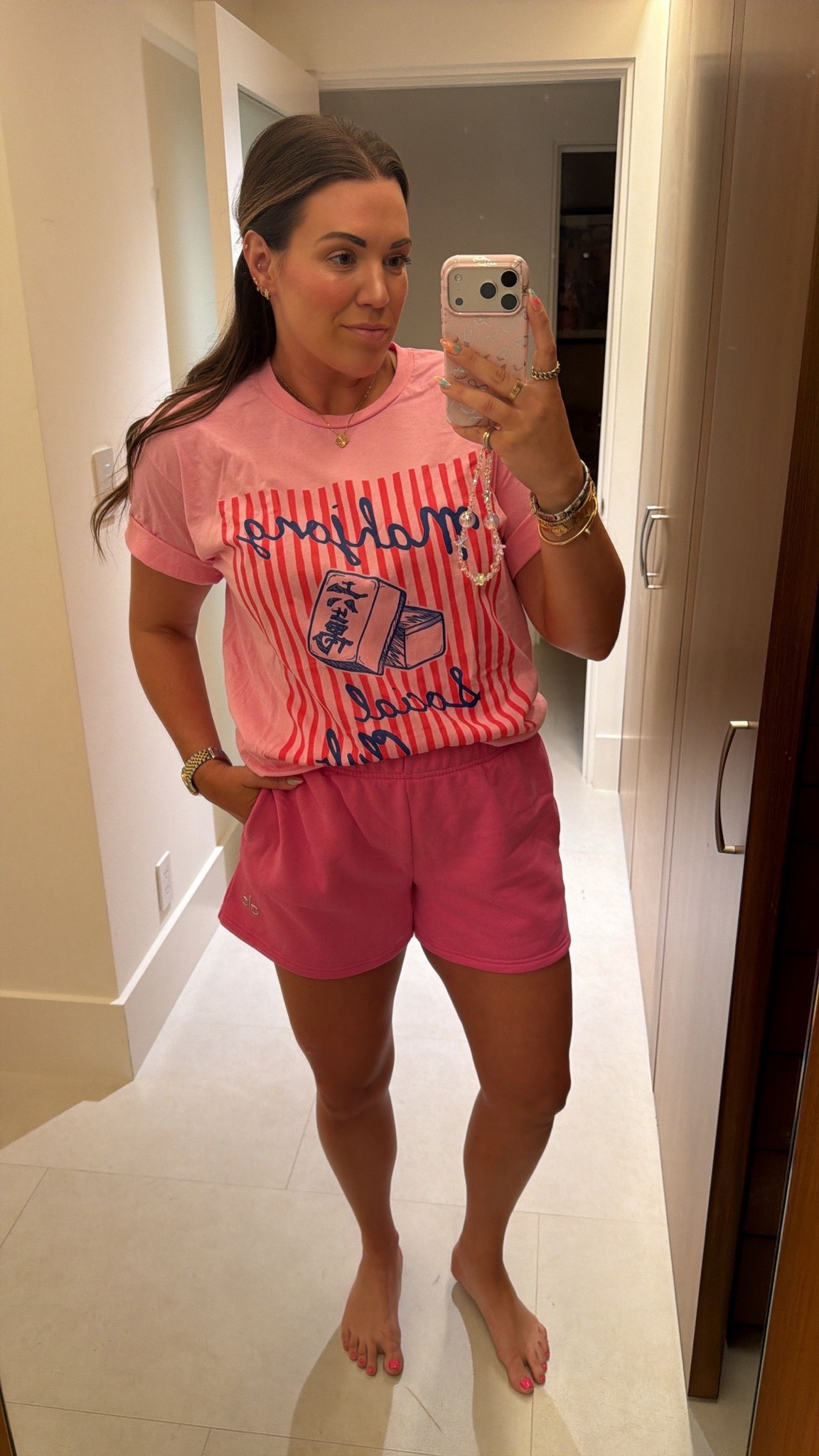 Mahjong Social Club pink tee + matching shorts 🩷 in the large in tee and medium in shorts!

#LTKSeasonal #LTKMidsize #LTKTravel