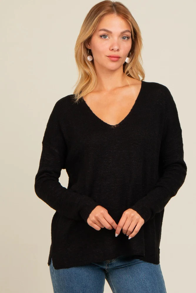 Black V-Neck Basic Sweater | PinkBlush Maternity