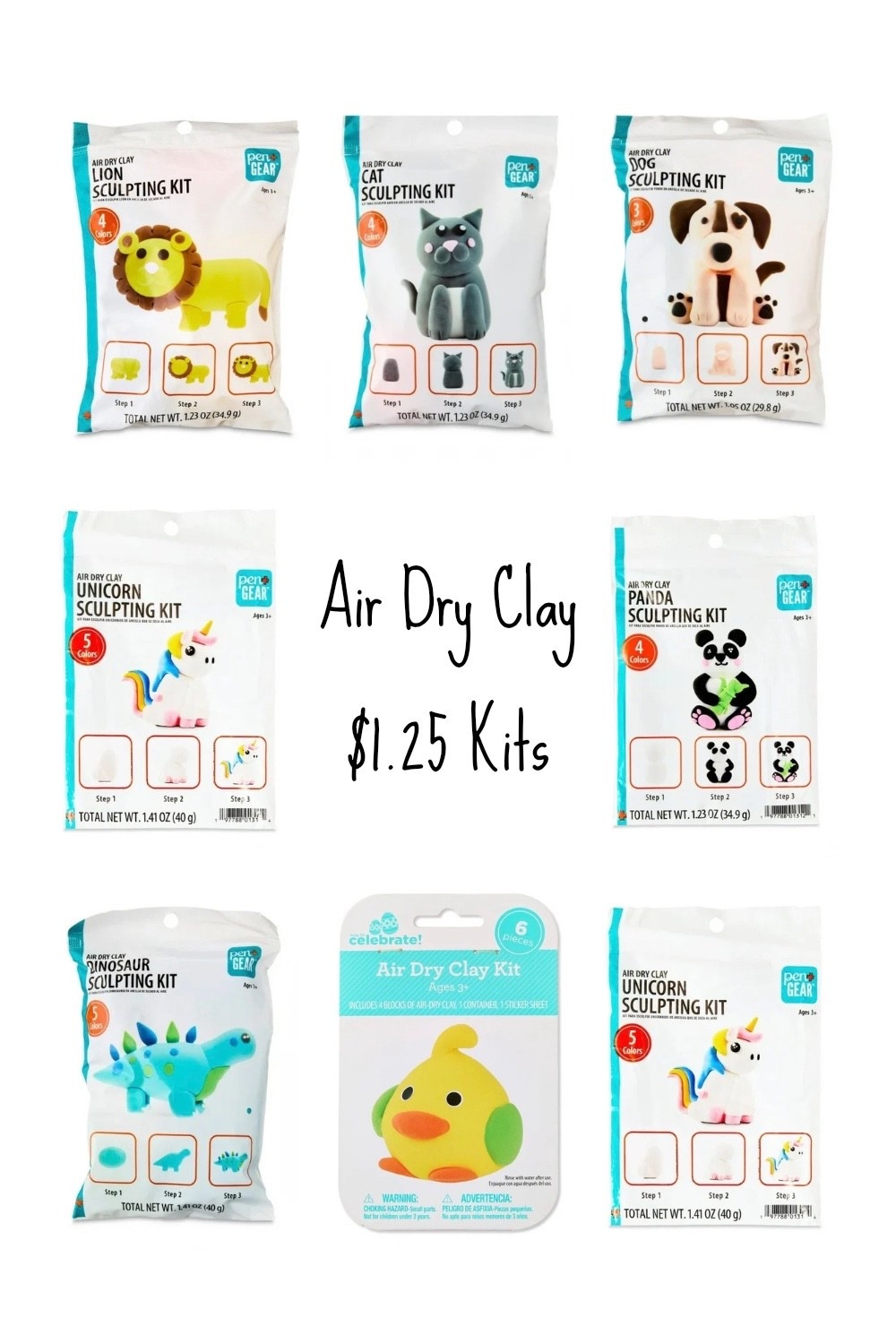 My kids love these air dry clay animal kits from Walmart for $1.25! 