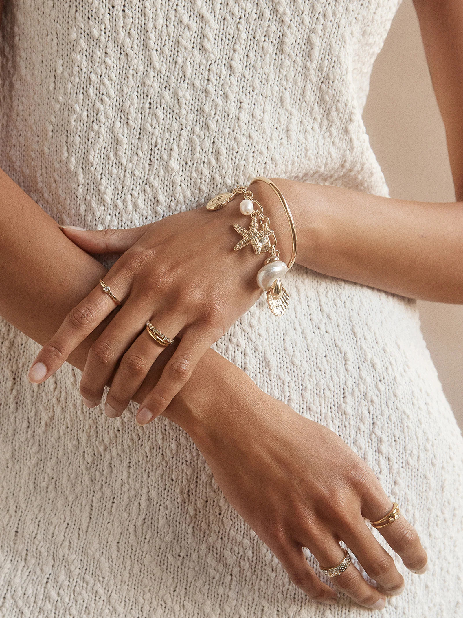 Isla Charm Bracelet - Gold/Pearl | BaubleBar