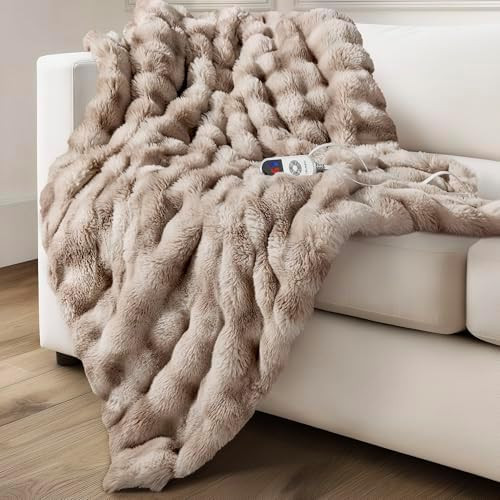 Electric Heated Blanket for Girls & Women, Soft & Luxurious, Faux Rabbit Fur Heating Throw Blanke... | Amazon (US)