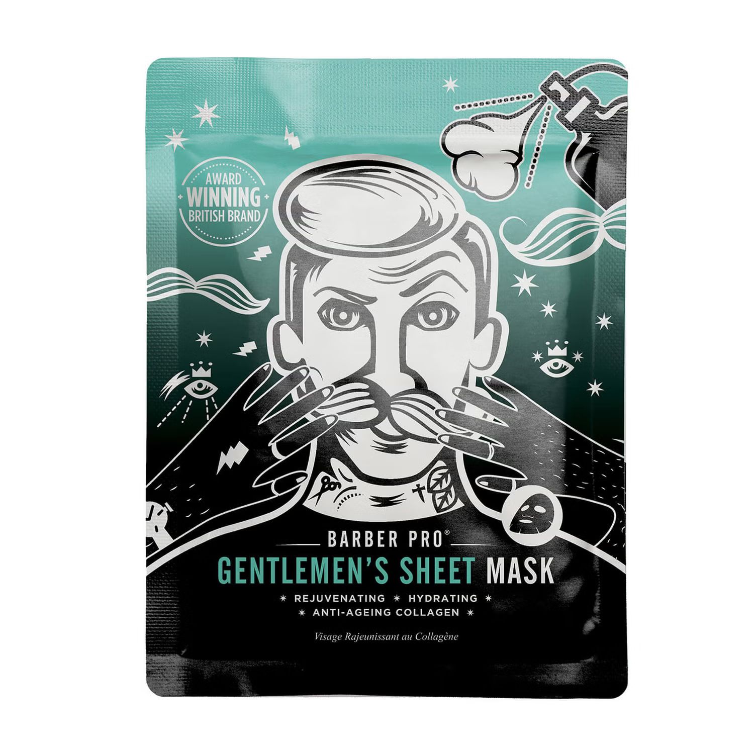 BARBER PRO Gentlemen's Sheet Mask Rejuvenating and Hydrating with Anti-Ageing Collagen | Look Fantastic (ROW)
