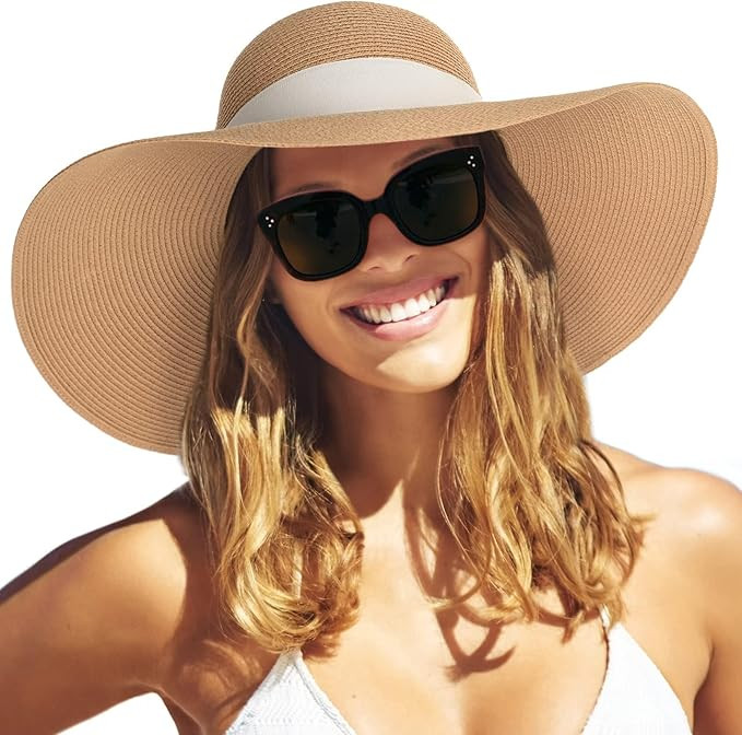 FURTALK Womens Sun Straw Hat Wide Brim UPF 50 Summer Hat Foldable Roll up Floppy Beach Hats for W... | Amazon (CA)