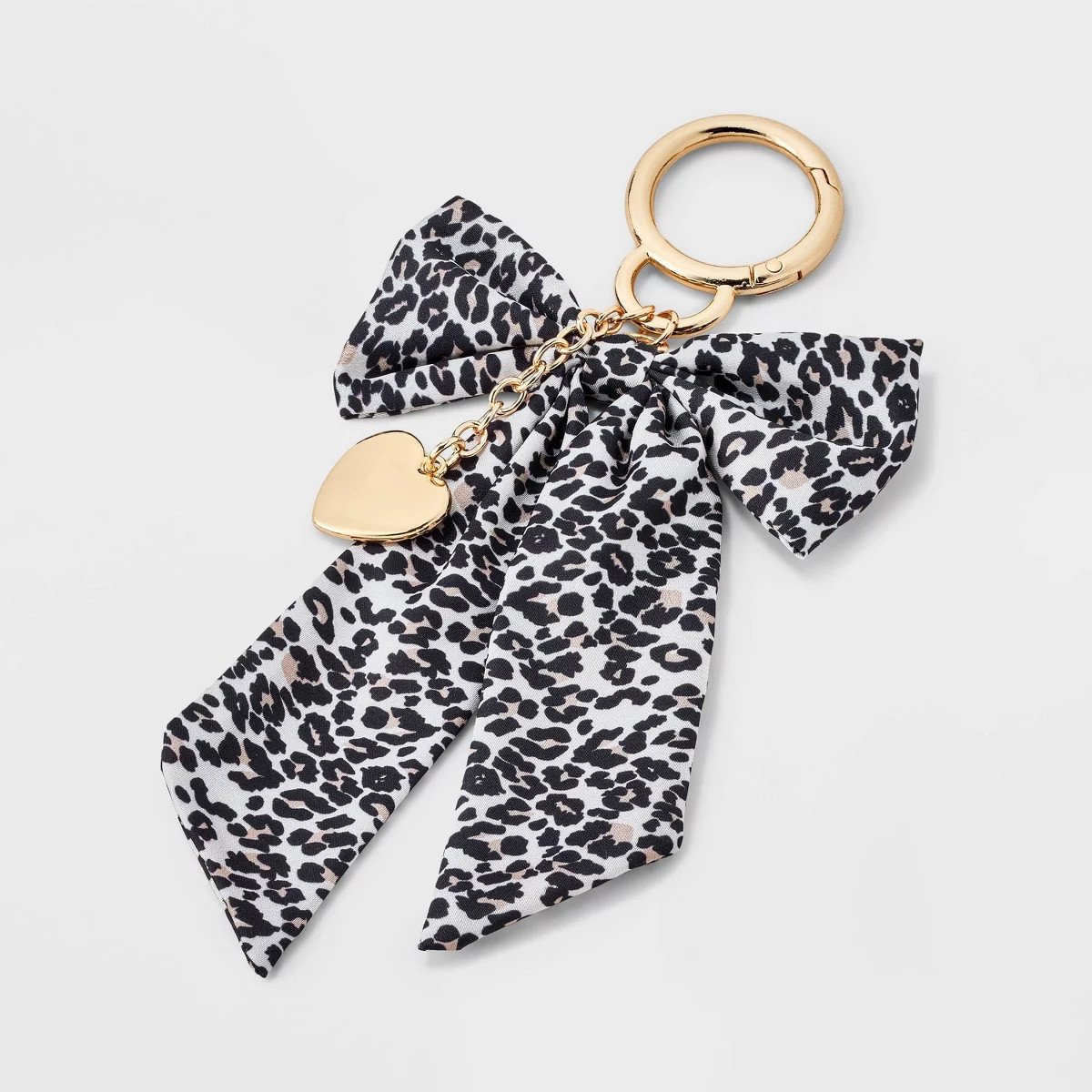 Heart and Leopard Bow Handbag Charm - A New Day™ Brown: Animal Print Keychain with Lobster Claw... | Target