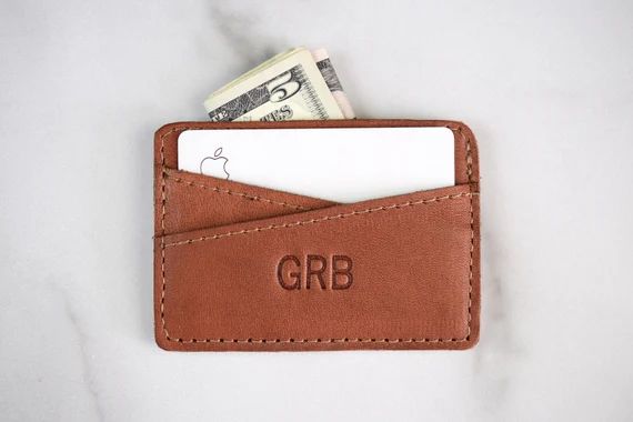 Personalized Leather Monogram Slim Wallet | Minimalist Simple Festival Pocket Wallet | Custom Wal... | Etsy (US)
