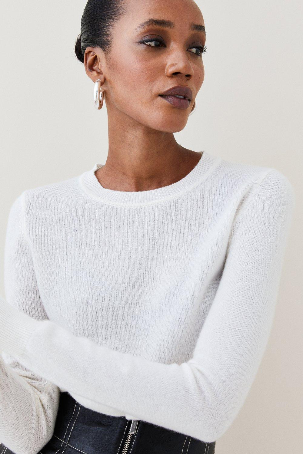 Cashmere Crew Neck Knitted Jumper | Karen Millen UK + IE + DE + NL